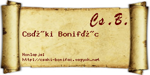 Csáki Bonifác névjegykártya